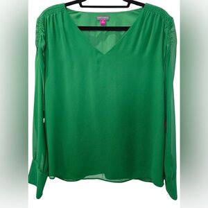 Vince Camuto Ruched Shoulder V-Neck Blouse